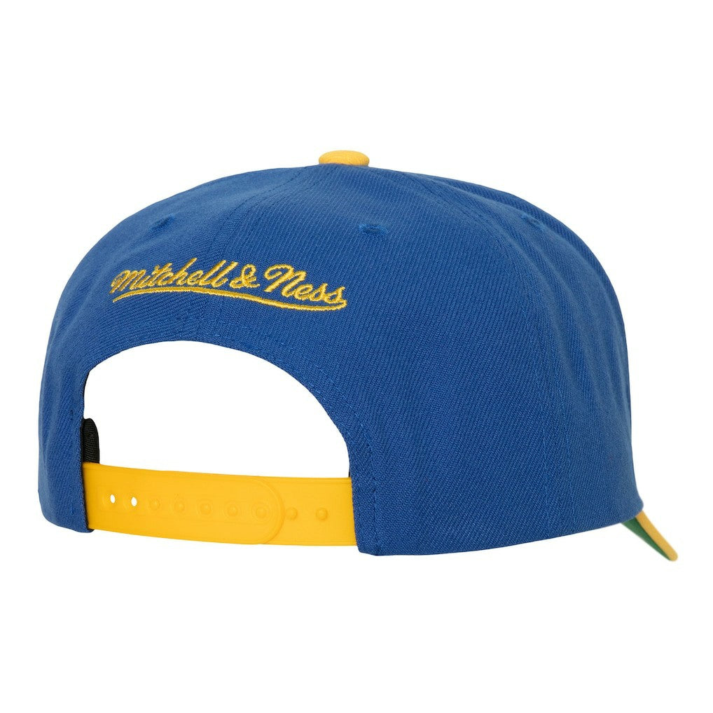 Mitchell & Ness Golden State Warriors Soul XL Logo Pro Crown Snapback Hat Royal/Gold