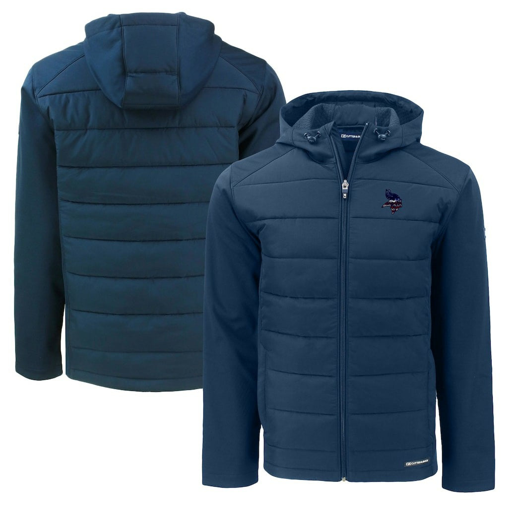 Minnesota Vikings Cutter & Buck Americana Evoke Hybrid Eco Softshell Recycled Full-Zip Hooded Jacket - Navy - NFL