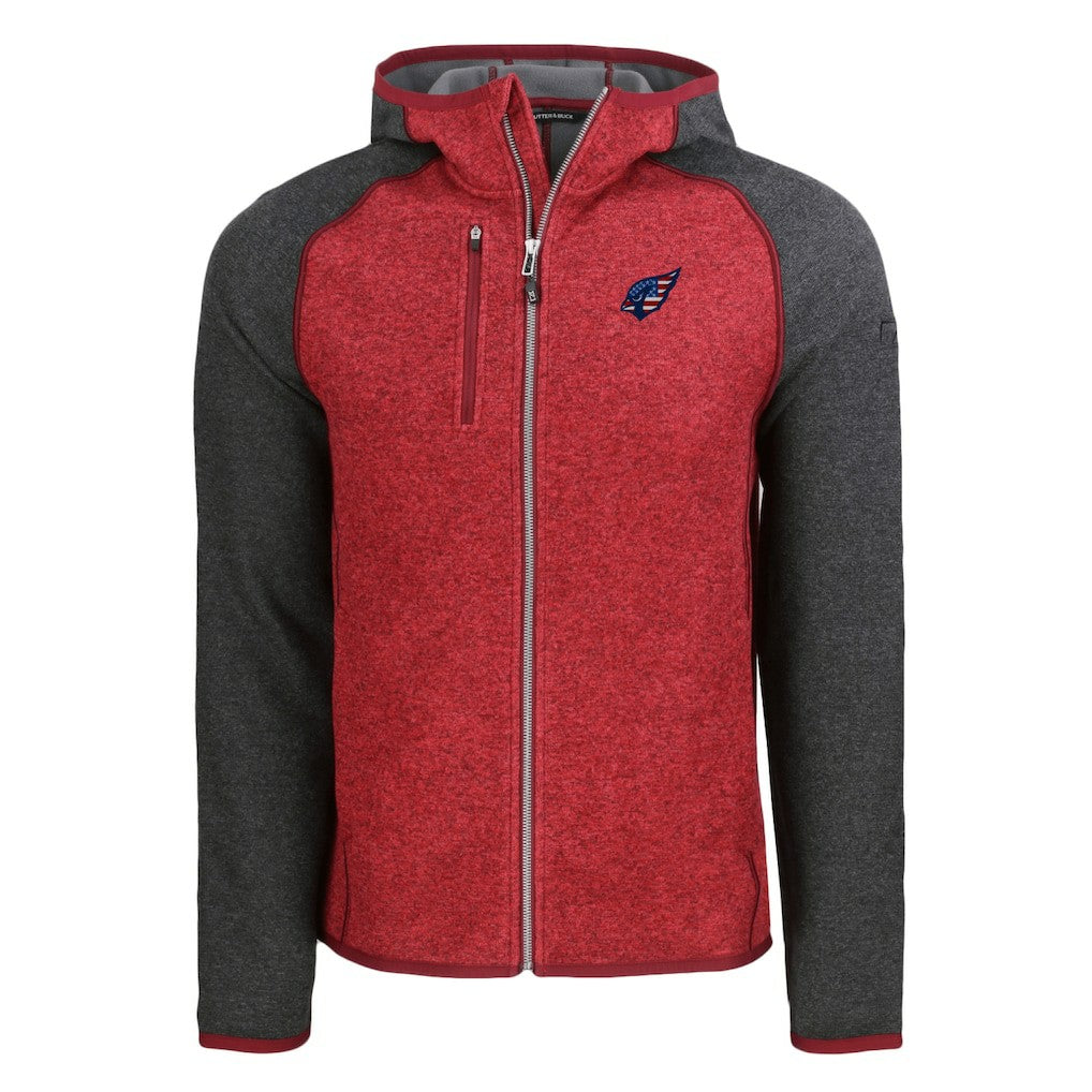 Arizona Cardinals Cutter & Buck Americana Mainsail Full-Zip Hooded Jacket - Heather Cardinal/Heather Charcoal - NFL