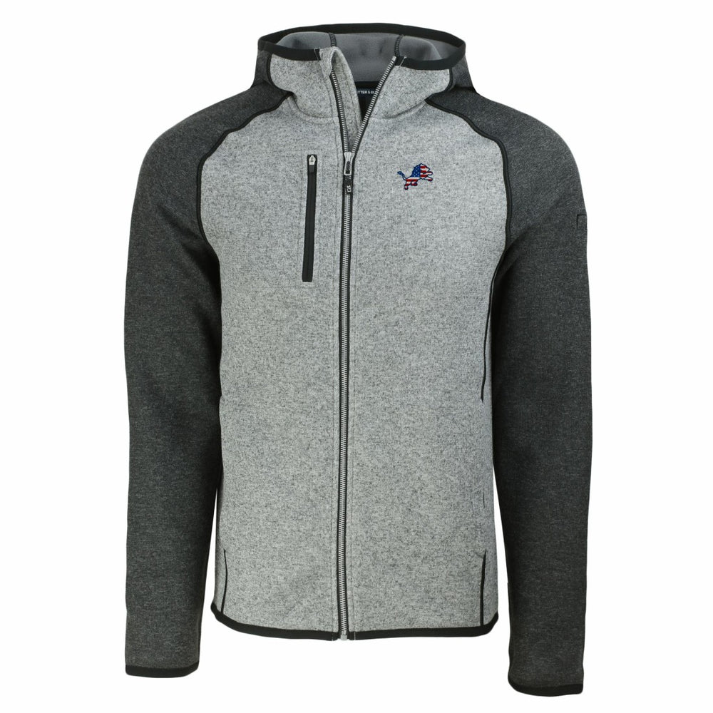 Detroit Lions Cutter & Buck Americana Mainsail Full-Zip Hooded Jacket - Heather Gray/Heather Charcoal - NFL