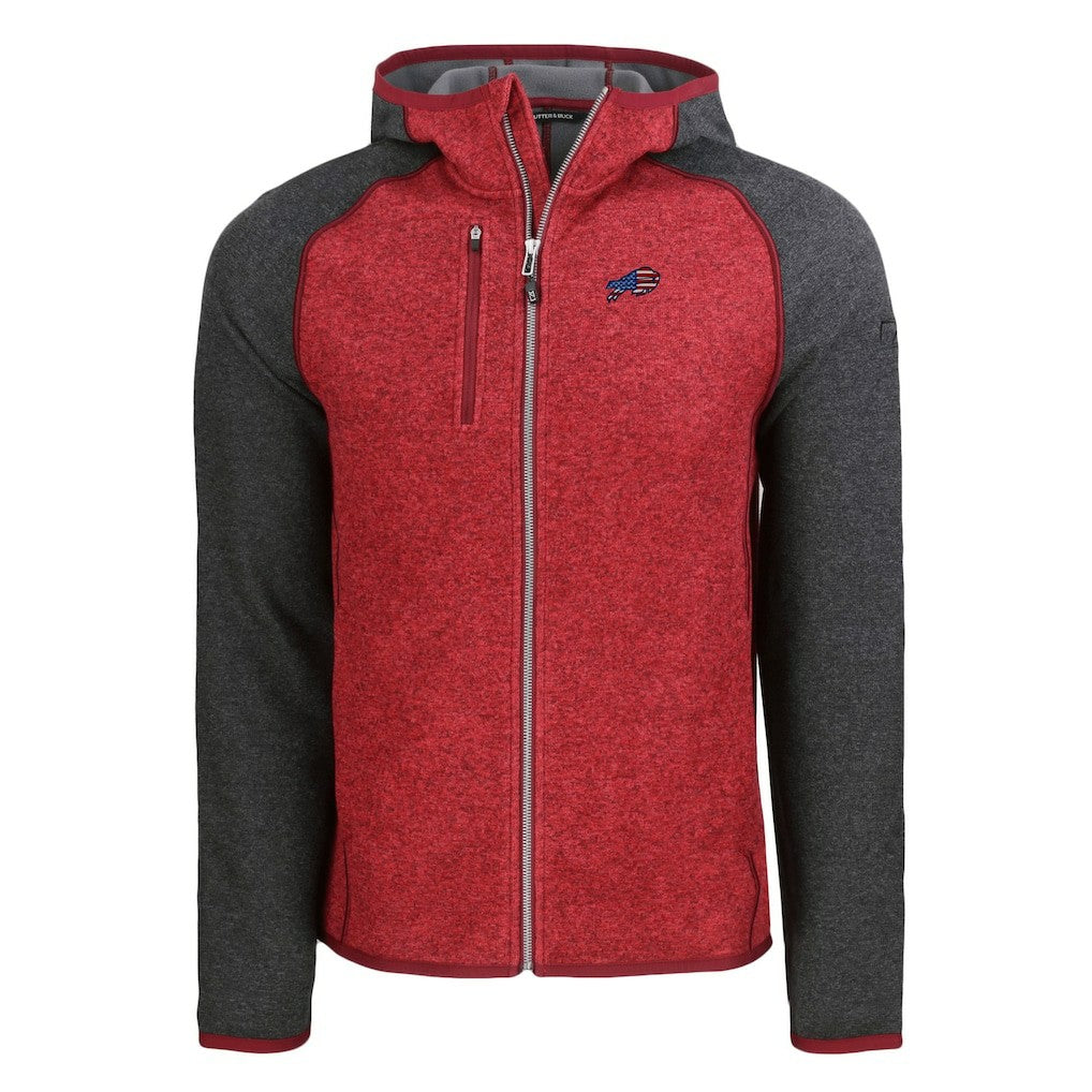 Buffalo Bills Cutter & Buck Americana Mainsail Full-Zip Hooded Jacket - Heather Red/Heather Charcoal - NFL