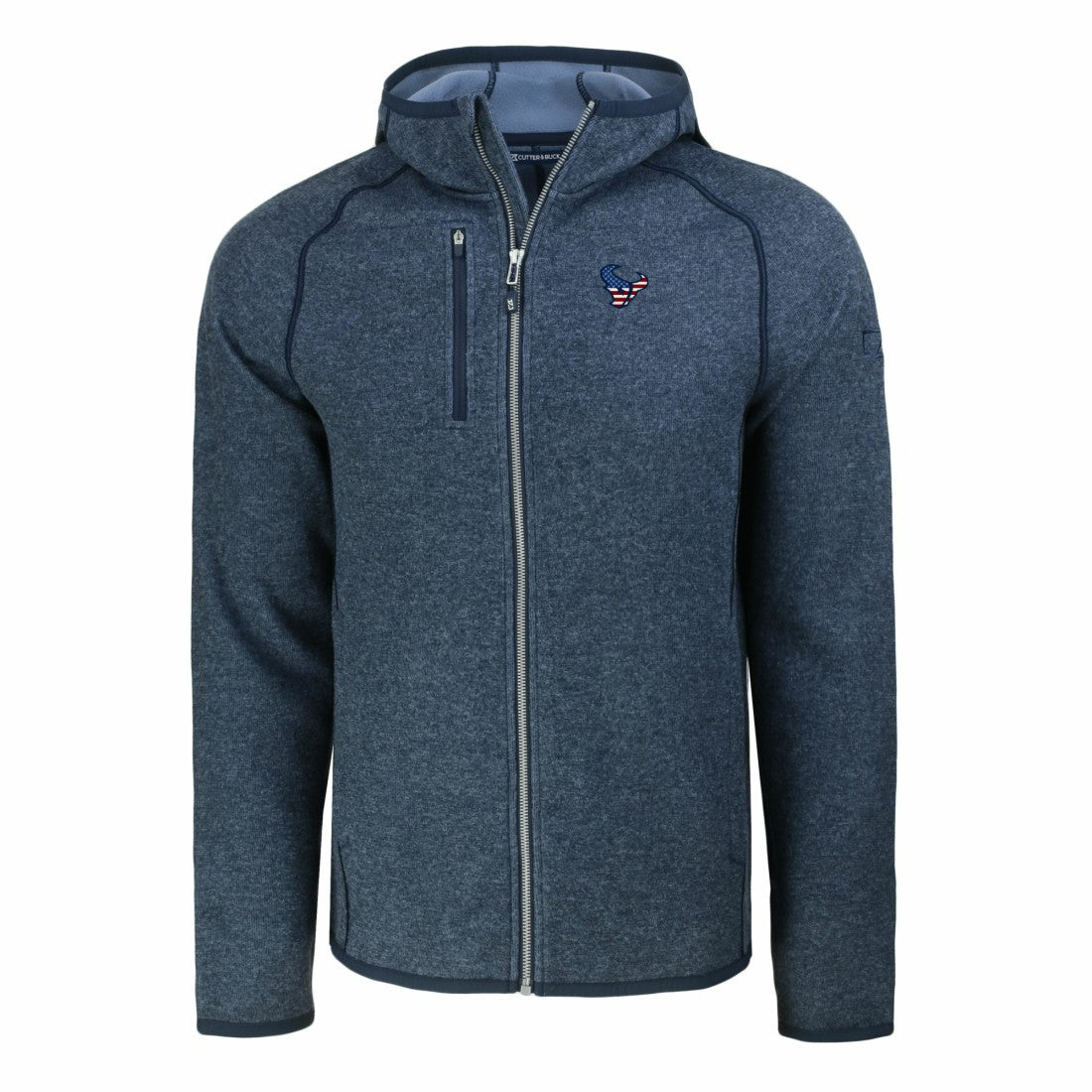 Houston Texans Cutter & Buck Americana Mainsail Full-Zip Hooded Jacket - Heather Navy - NFL