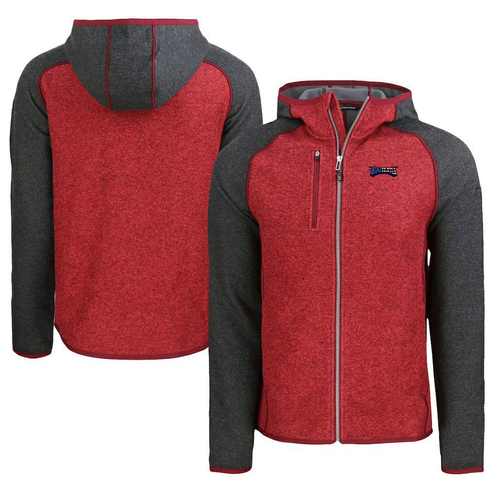 Philadelphia Eagles Cutter & Buck Americana Mainsail Full-Zip Hooded Jacket - Heather Red/Heather Charcoal - NFL