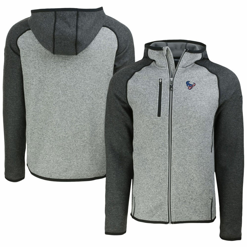 Houston Texans Cutter & Buck Americana Mainsail Full-Zip Hooded Jacket - Heather Gray/Heather Charcoal - NFL