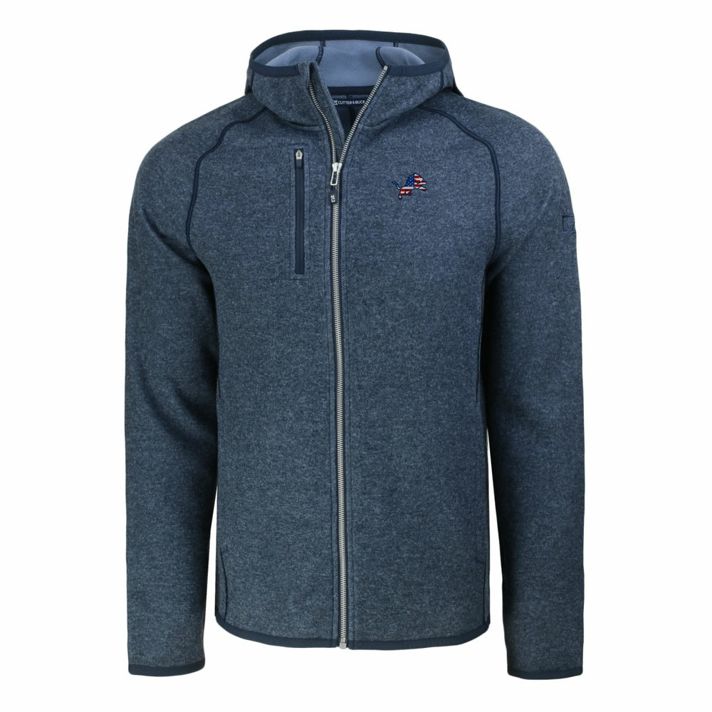 Detroit Lions Cutter & Buck Americana Mainsail Full-Zip Hooded Jacket - Heather Navy - NFL