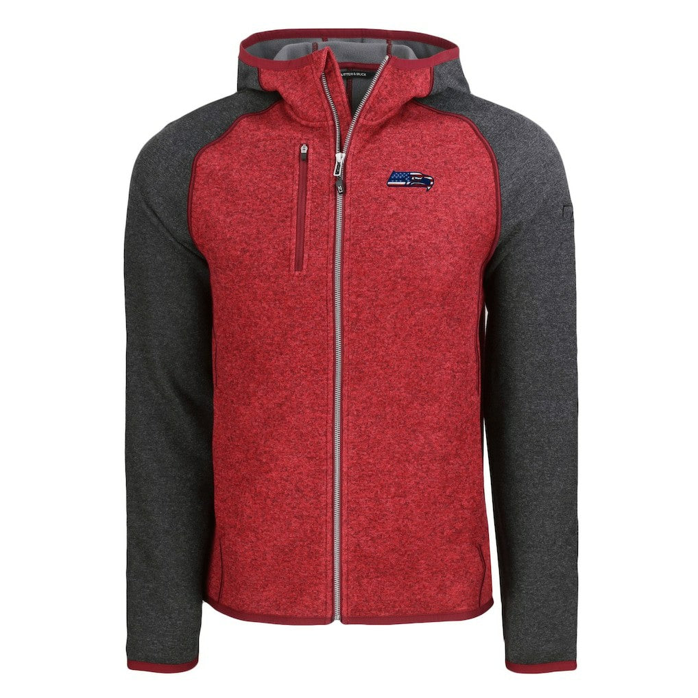 Seattle Seahawks Cutter & Buck Americana Mainsail Full-Zip Hooded Jacket - Heather Red/Heather Charcoal - NFL