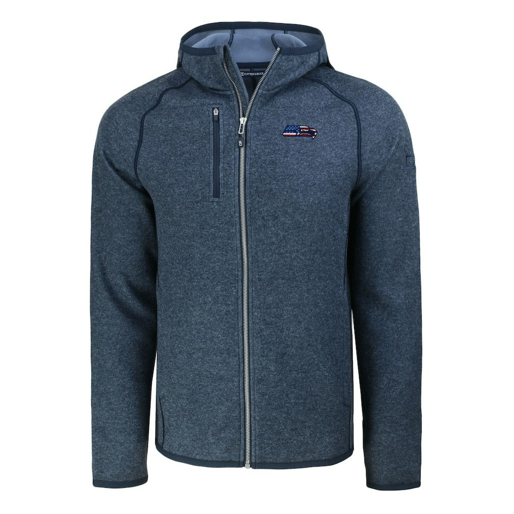 Seattle Seahawks Cutter & Buck Americana Mainsail Full-Zip Hooded Jacket - Heather College Navy - NFL
