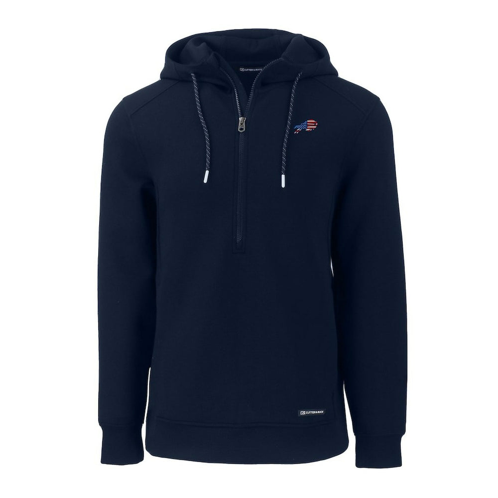 Buffalo Bills Cutter & Buck Americana Roam Eco Half-Zip Recycled Pullover Hoodie - Navy - NFL