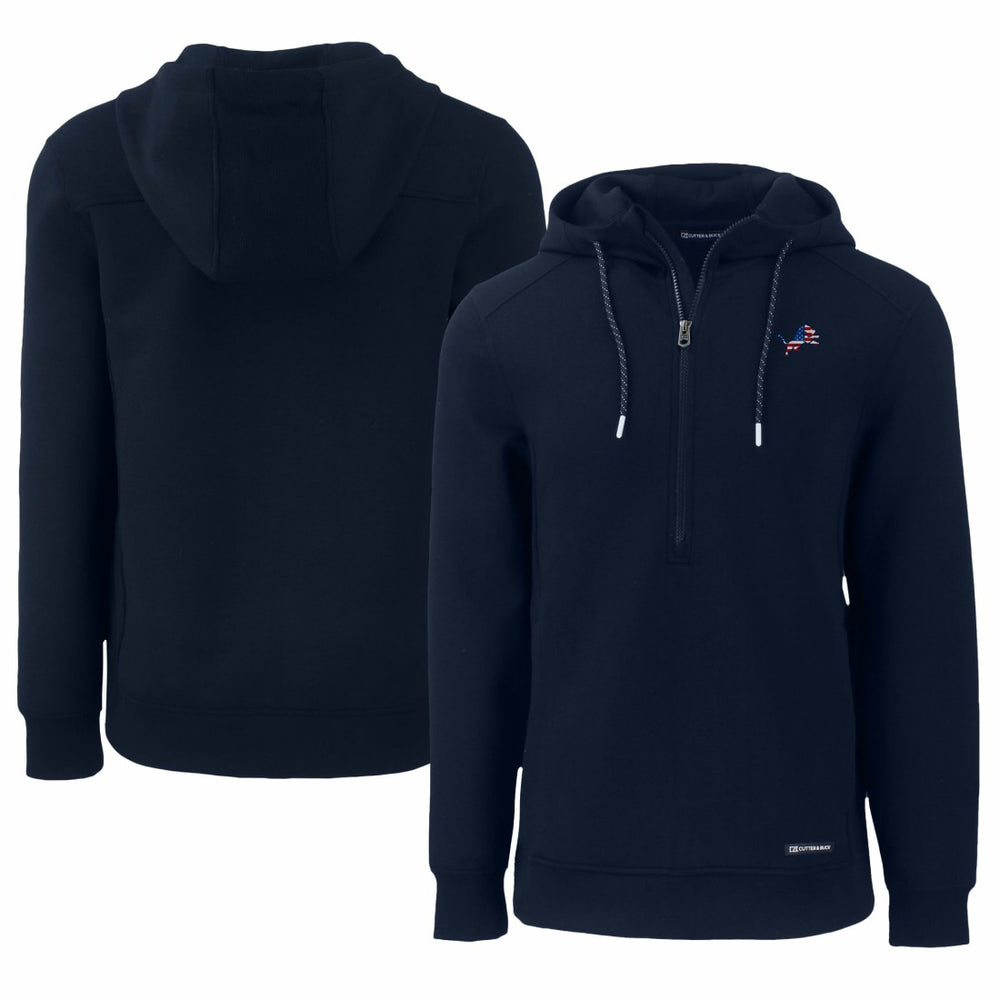 Detroit Lions Cutter & Buck Americana Roam Eco Half-Zip Recycled Pullover Hoodie - Navy - NFL