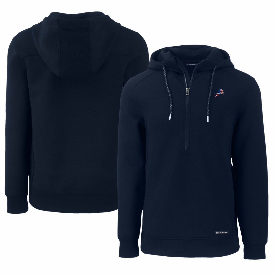 Detroit Lions Cutter & Buck Americana Roam Eco Half-Zip Recycled Pullover Hoodie - Navy - NFL