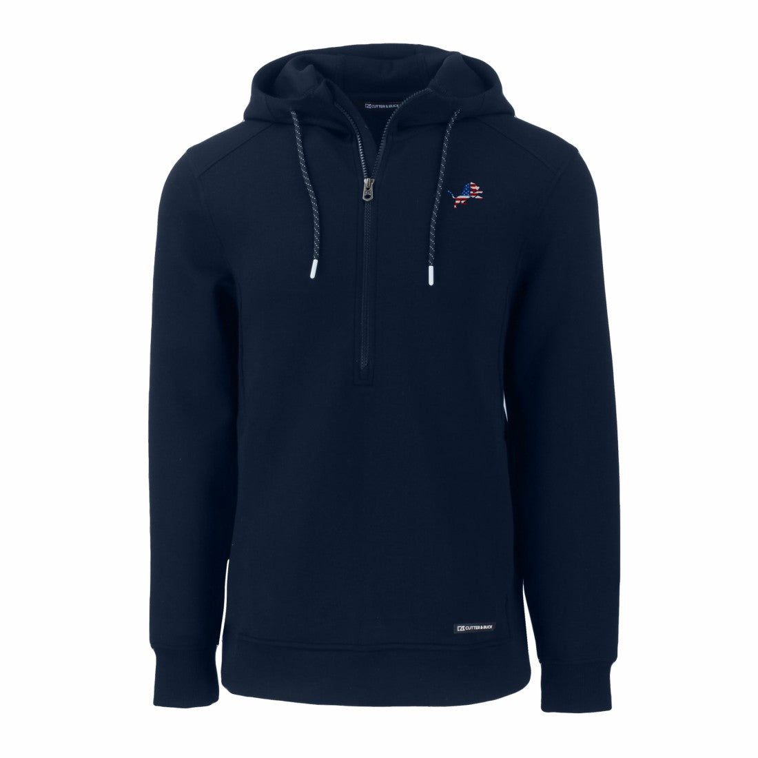 Detroit Lions Cutter & Buck Americana Roam Eco Half-Zip Recycled Pullover Hoodie - Navy - NFL