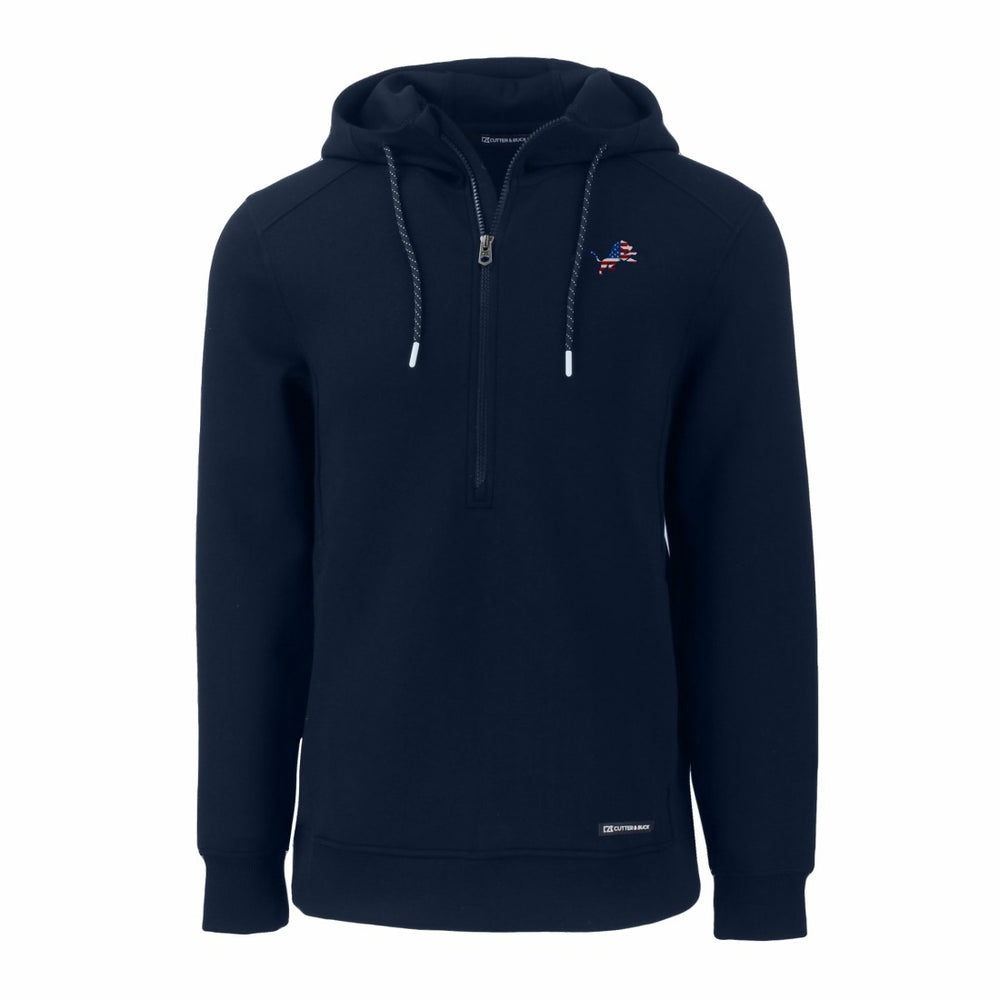 Detroit Lions Cutter & Buck Americana Roam Eco Half-Zip Recycled Pullover Hoodie - Navy - NFL