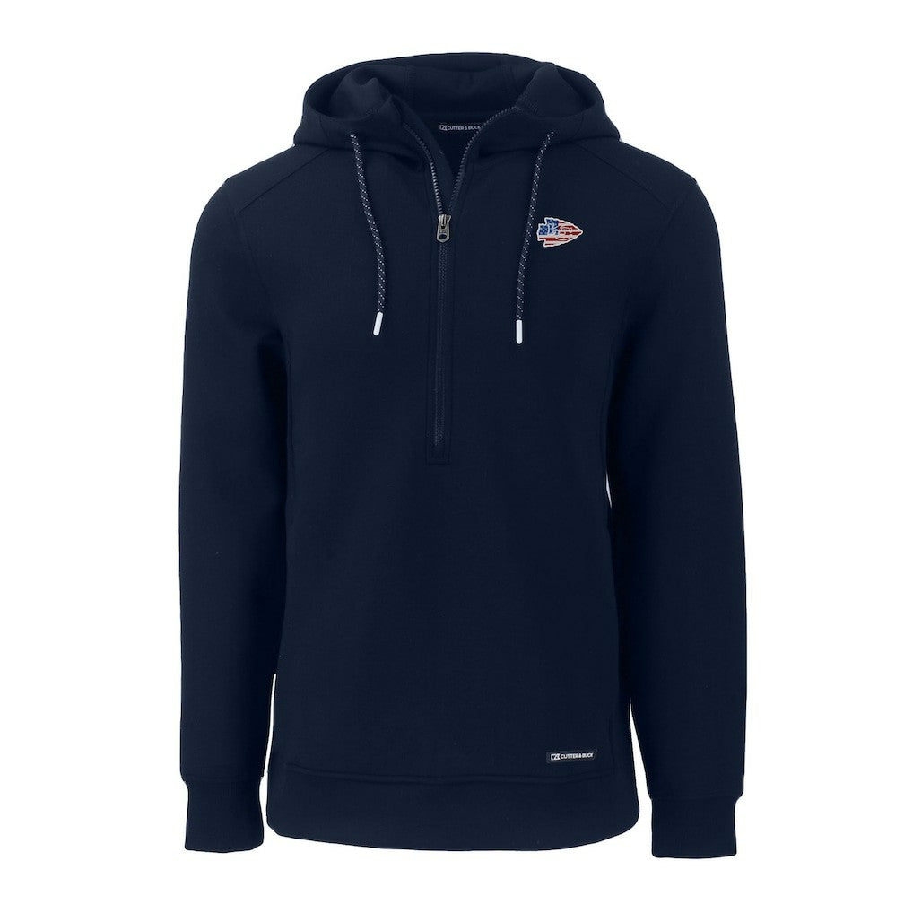 Kansas City Chiefs Cutter & Buck Americana Roam Eco Half-Zip Recycled Pullover Hoodie - Navy - NFL