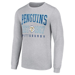 Pittsburgh Penguins Starter Retro Graphic Long Sleeve Crew T-Shirt - Heather Gray | NHL sale