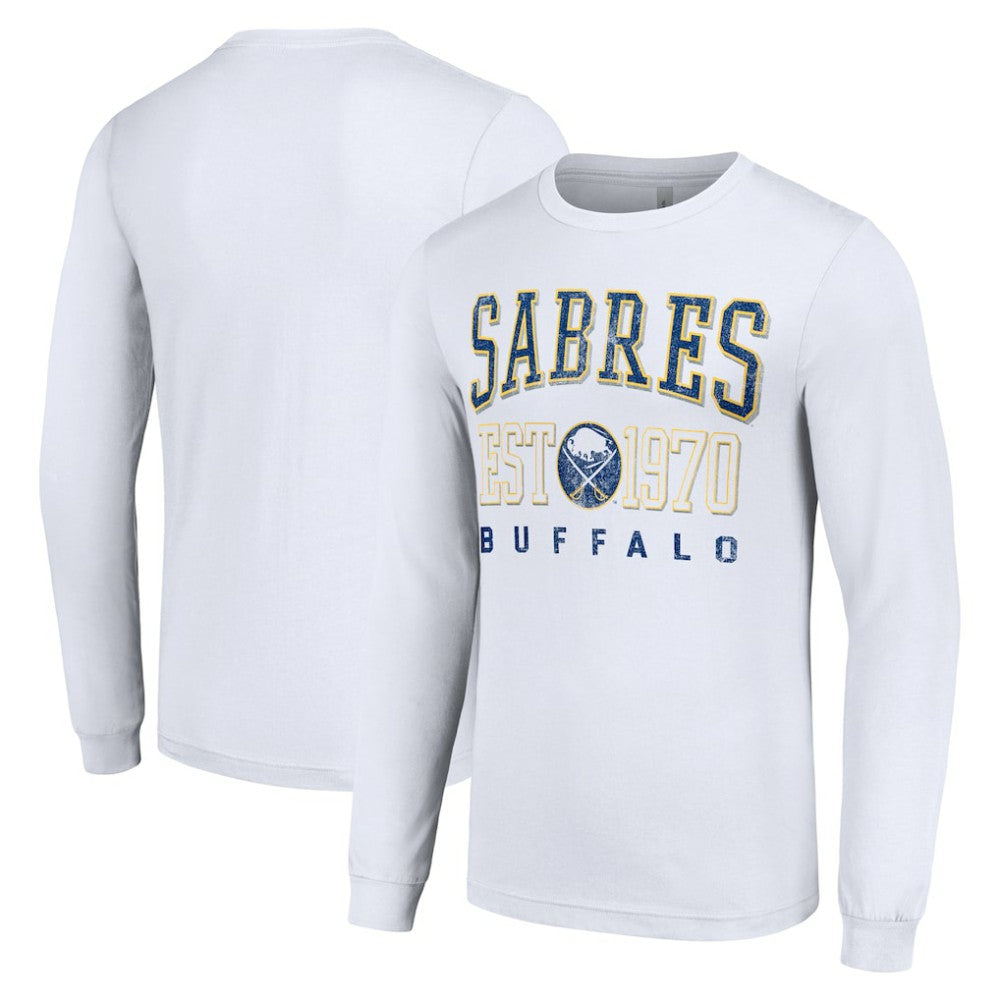 Buffalo Sabres Starter Retro Graphic Long Sleeve Crew T-Shirt - White | NHL Clearance