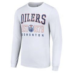 Edmonton Oilers Starter Retro Graphic Long Sleeve Crew T-Shirt - White | NHL Lifestyle