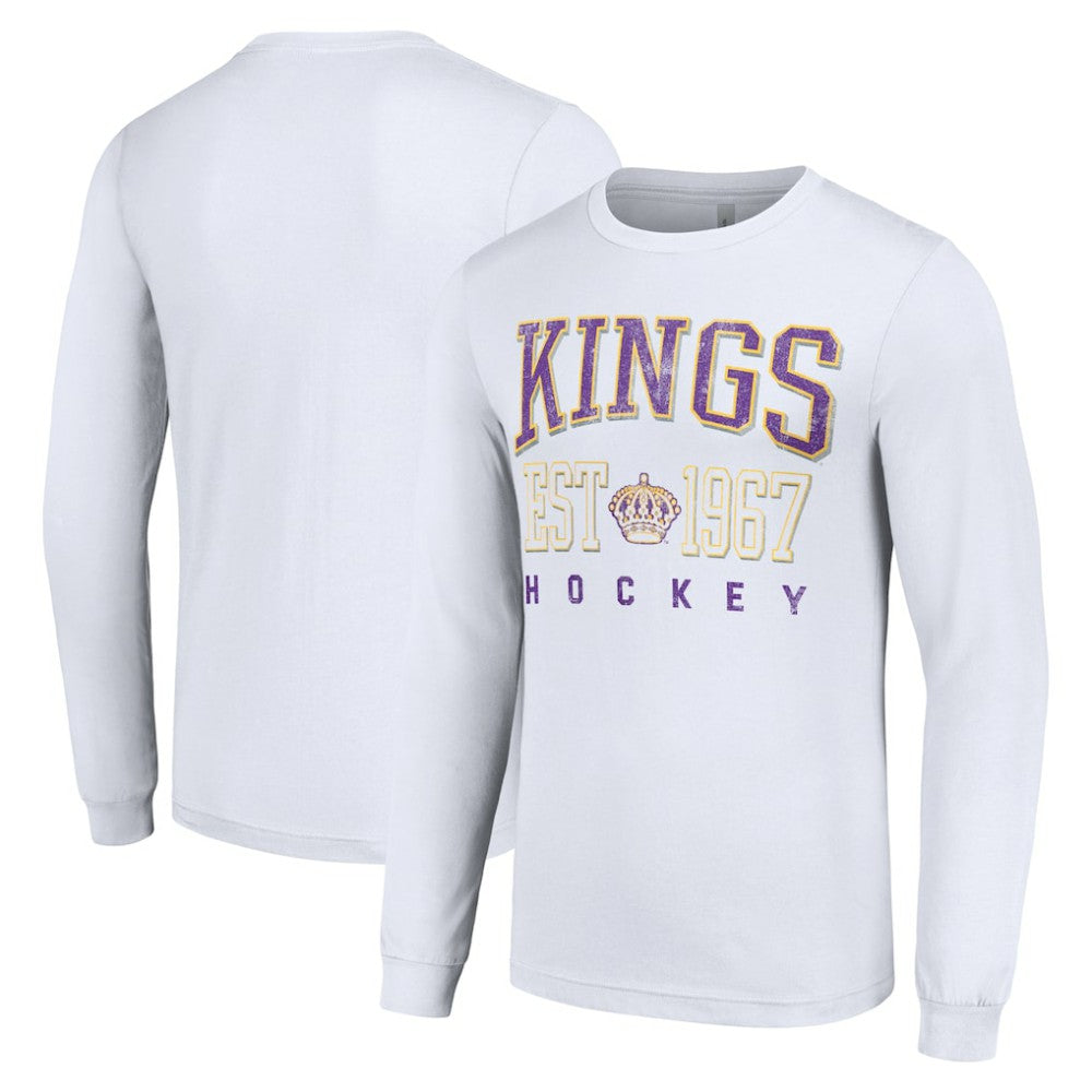 Los Angeles Kings Starter Retro Graphic Long Sleeve Crew T-Shirt - White | NHL near me