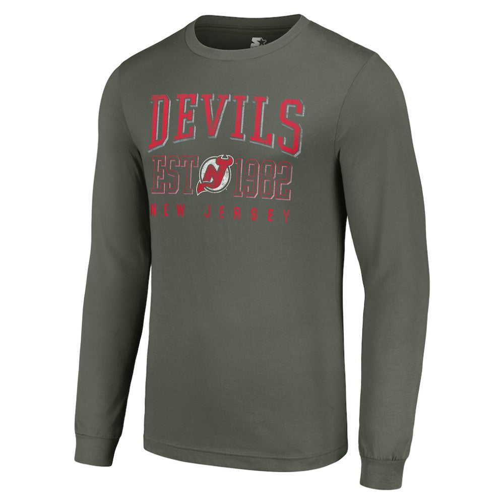 New Jersey Devils Starter Retro Graphic Long Sleeve Crew T-Shirt - Green | NHL sale