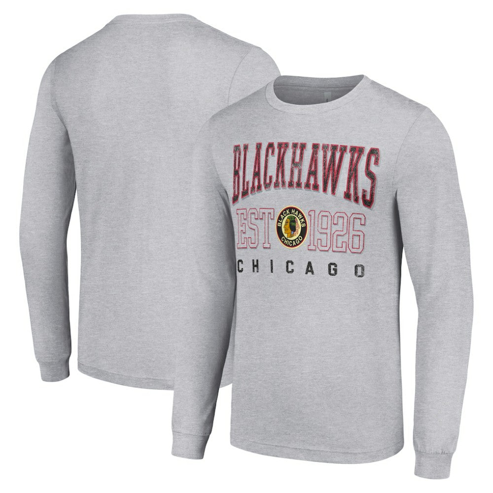 Chicago Blackhawks Starter Retro Graphic Long Sleeve Crew T-Shirt - Heather Gray | NHL discount