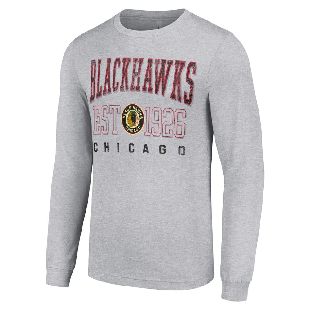 Chicago Blackhawks Starter Retro Graphic Long Sleeve Crew T-Shirt - Heather Gray | NHL discount