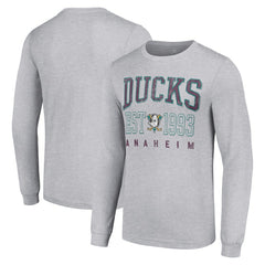 Anaheim Ducks Starter Retro Graphic Long Sleeve Crew T-Shirt - Heather Gray | NHL online