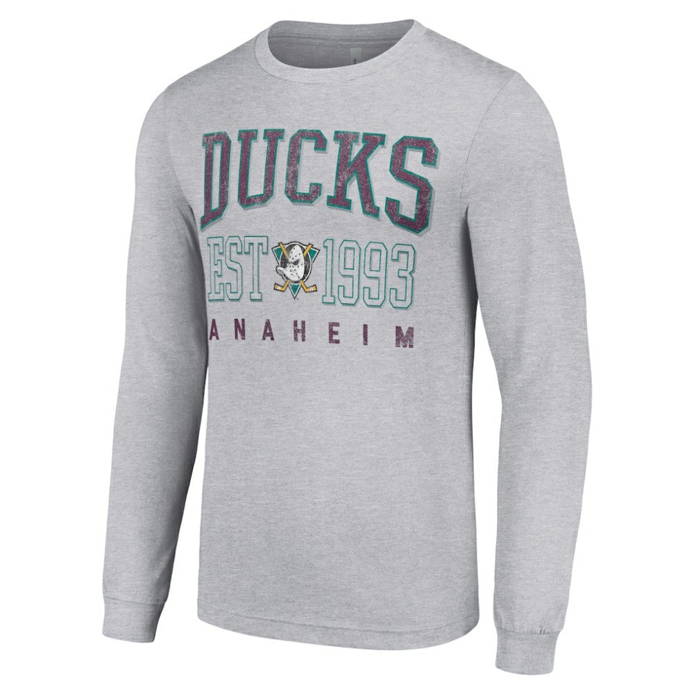 Anaheim Ducks Starter Retro Graphic Long Sleeve Crew T-Shirt - Heather Gray | NHL online
