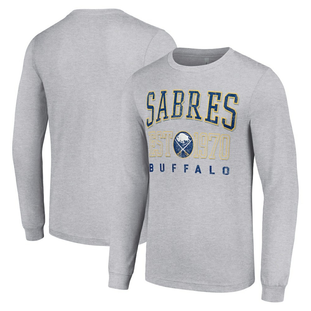 Buffalo Sabres Starter Retro Graphic Long Sleeve Crew T-Shirt - Heather Gray | NHL Clearance