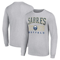 Buffalo Sabres Starter Retro Graphic Long Sleeve Crew T-Shirt - Heather Gray | NHL Clearance