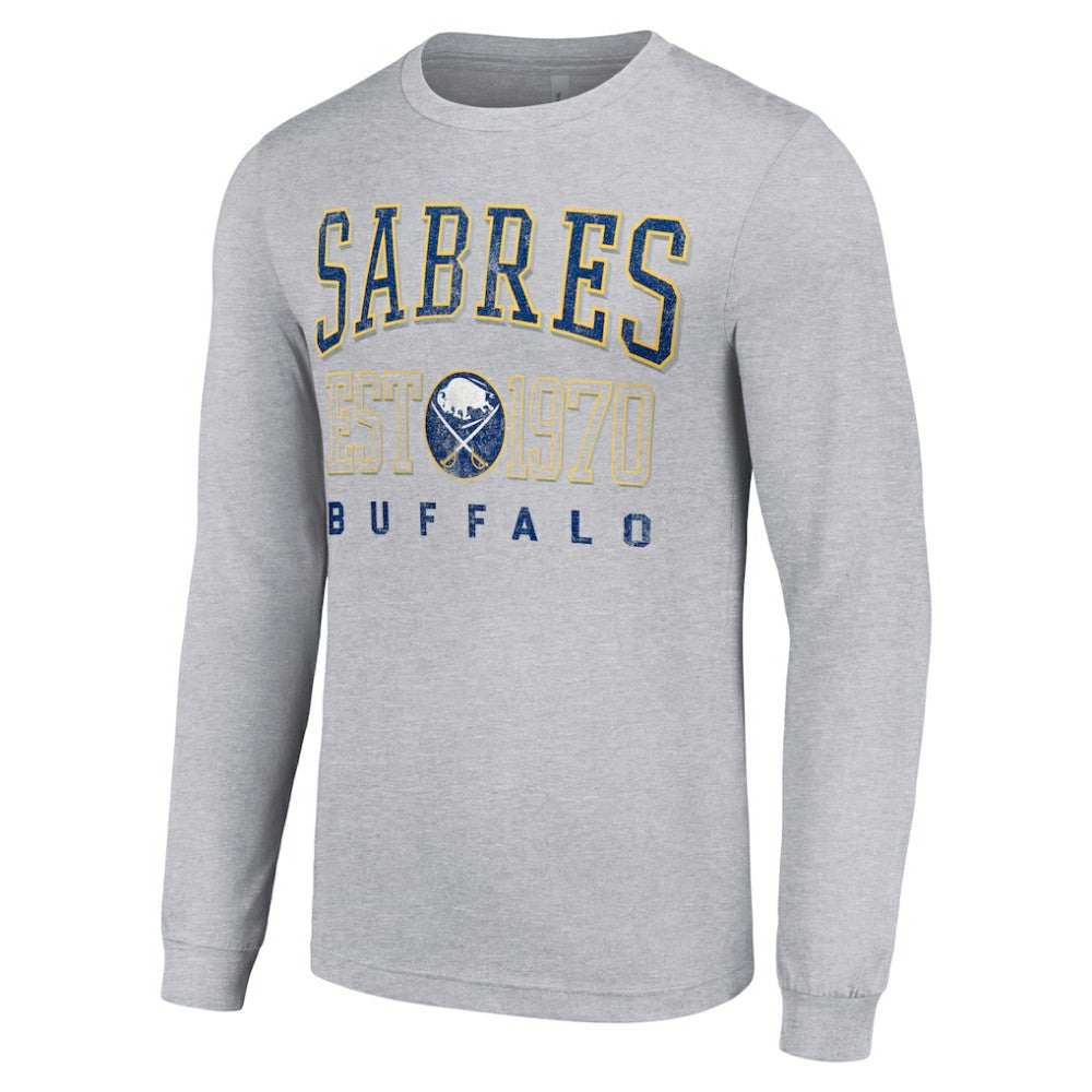 Buffalo Sabres Starter Retro Graphic Long Sleeve Crew T-Shirt - Heather Gray | NHL Clearance