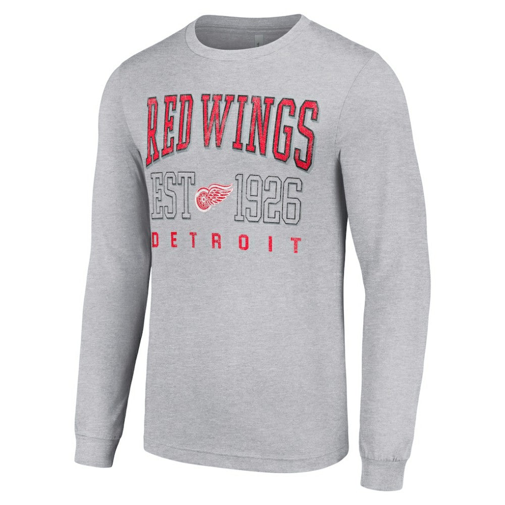 Detroit Red Wings Starter Retro Graphic Long Sleeve Crew T-Shirt - Heather Gray | NHL Lifestyle