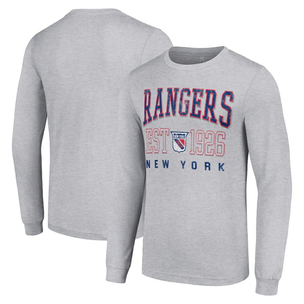 New York Rangers Starter Retro Graphic Long Sleeve Crew T-Shirt - Heather Gray | NHL online