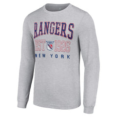 New York Rangers Starter Retro Graphic Long Sleeve Crew T-Shirt - Heather Gray | NHL online
