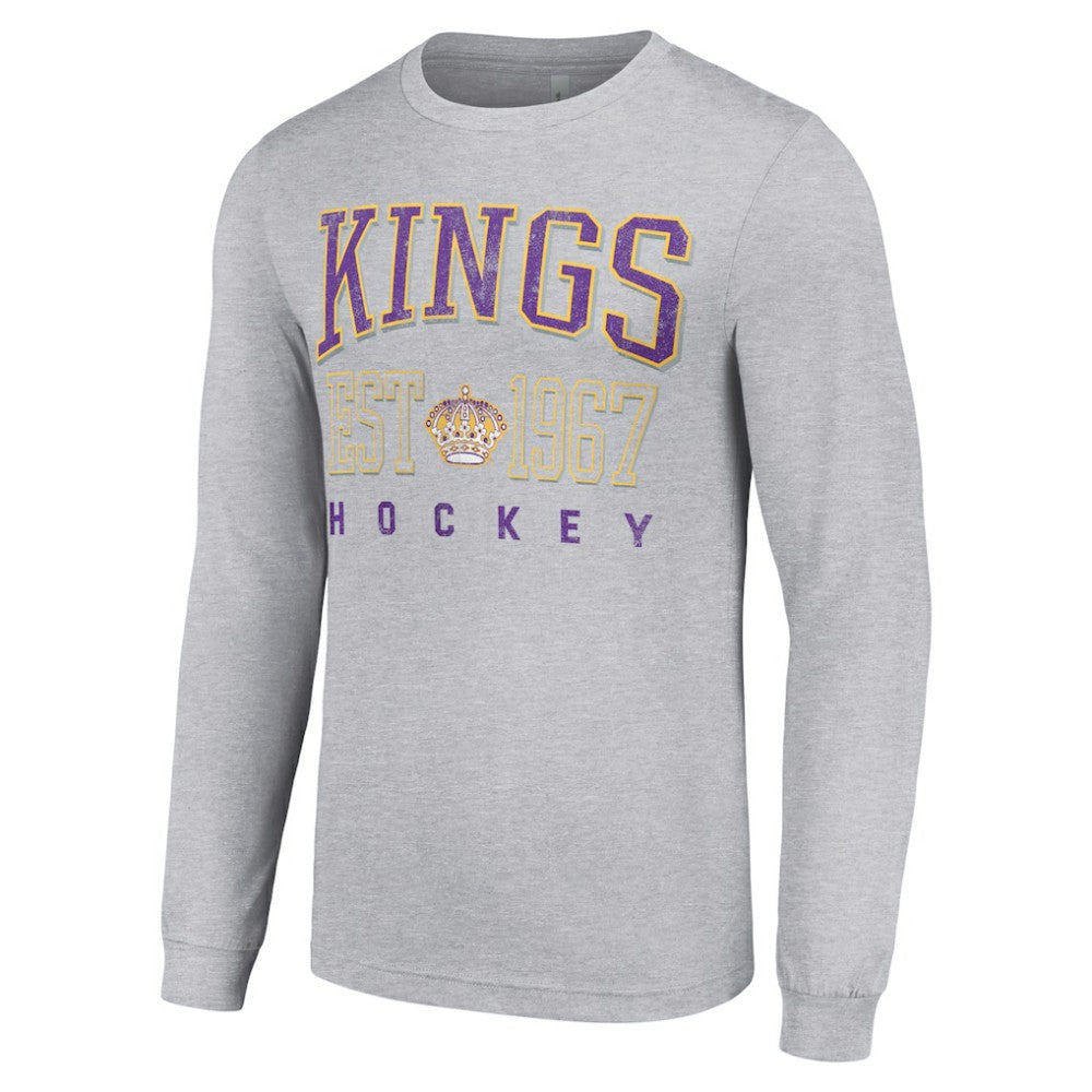 Los Angeles Kings Starter Retro Graphic Long Sleeve Crew T-Shirt - Heather Gray | NHL sale