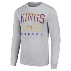 Los Angeles Kings Starter Retro Graphic Long Sleeve Crew T-Shirt - Heather Gray | NHL sale