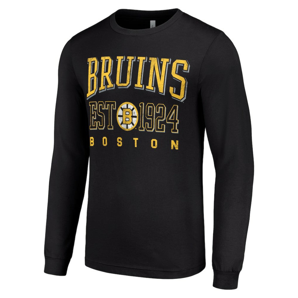 Boston Bruins Starter Retro Graphic Long Sleeve Crew T-Shirt - Black | NHL Lifestyle