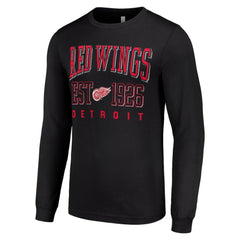 Detroit Red Wings Starter Retro Graphic Long Sleeve Crew T-Shirt - Black | NHL Clearance
