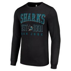 San Jose Sharks Starter Logo Graphic Long Sleeve T-Shirt - Black | NHL Lifestyle