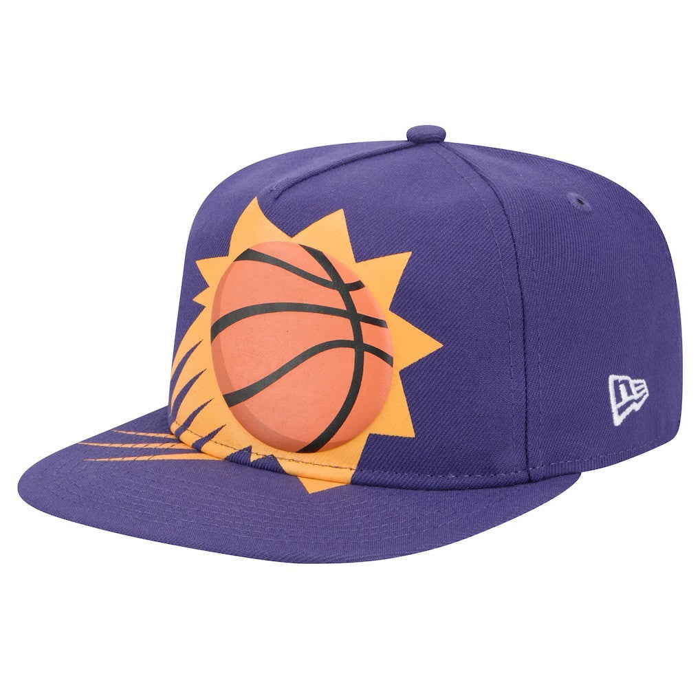 New Era Phoenix Suns Oversized Puff Print Logo Golfer Snapback Hat Purple