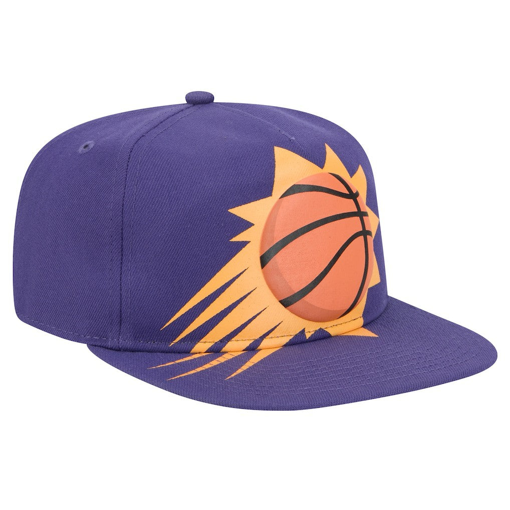 New Era Phoenix Suns Oversized Puff Print Logo Golfer Snapback Hat Purple