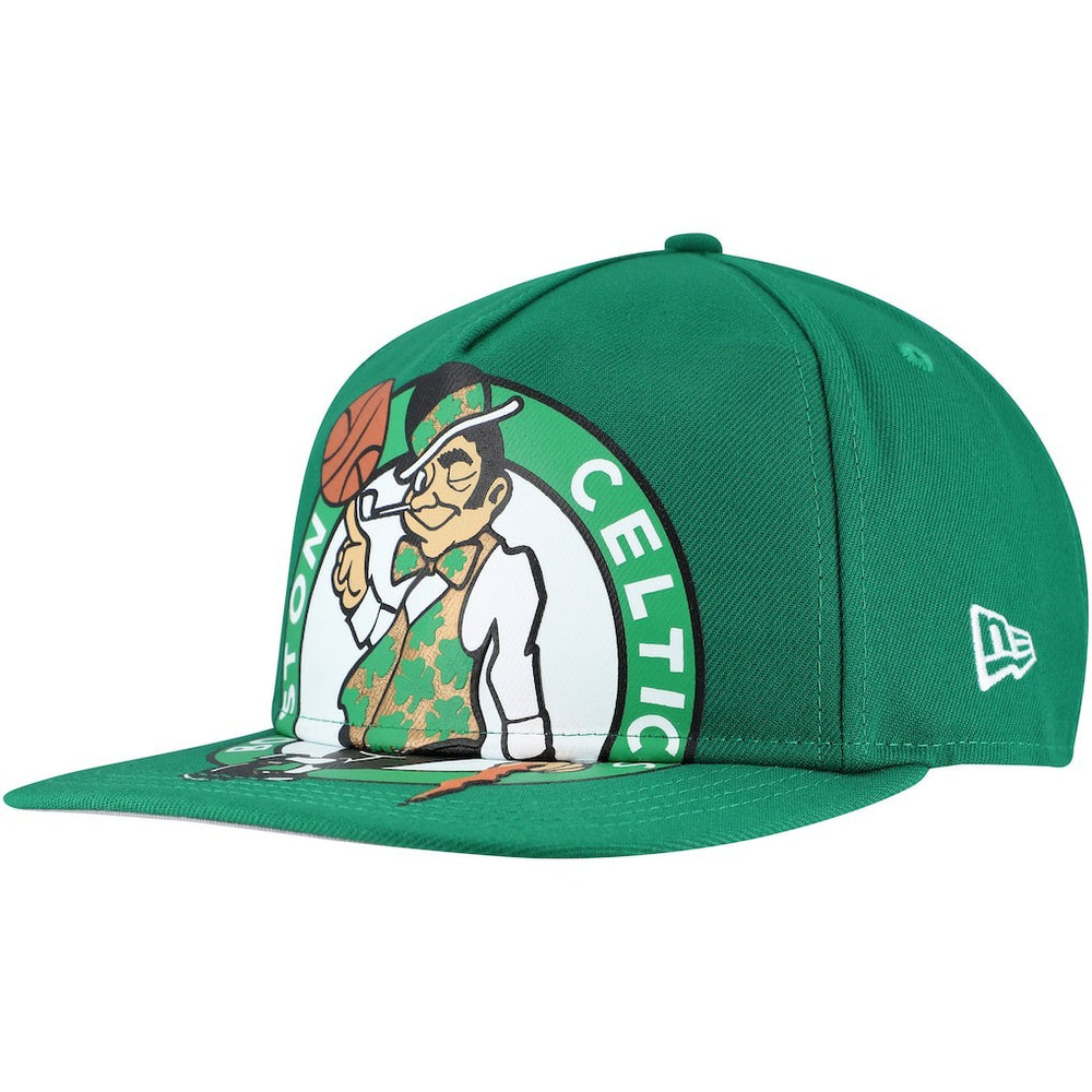 New Era Boston Celtics Oversized Puff Print Logo Golfer Snapback Hat Kelly Green