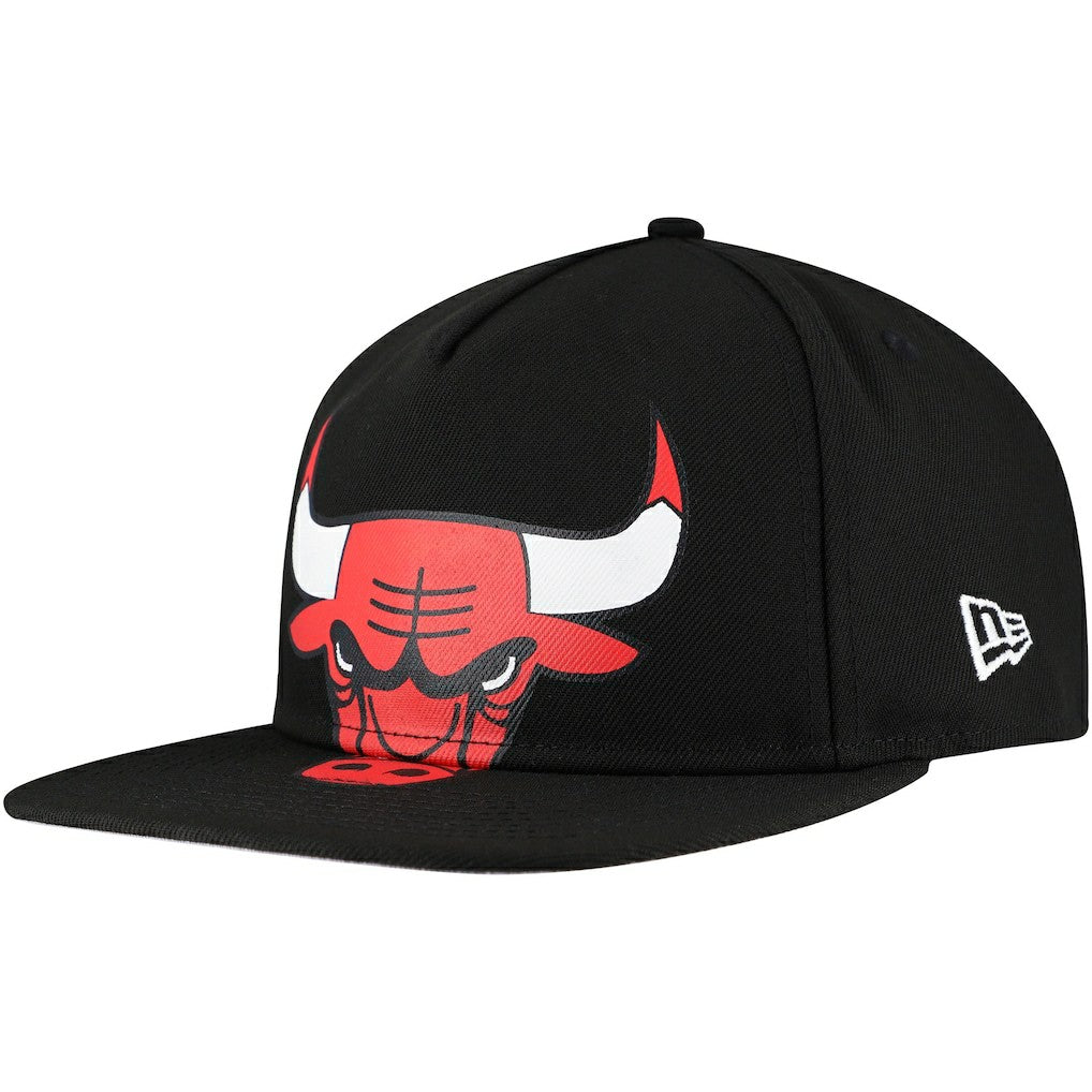 New Era Chicago Bulls Oversized Puff Print Logo Golfer Snapback Hat Black