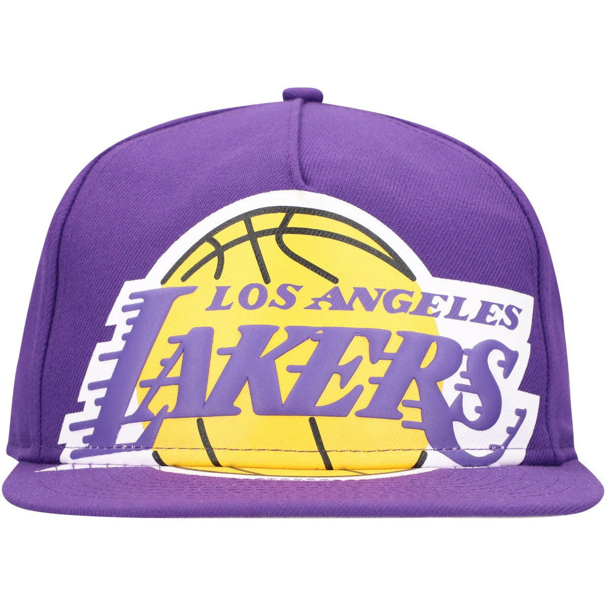 New Era Los Angeles Lakers Oversized Puff Print Logo Golfer Snapback Hat Purple