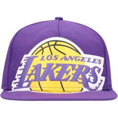 New Era Los Angeles Lakers Oversized Puff Print Logo Golfer Snapback Hat Purple