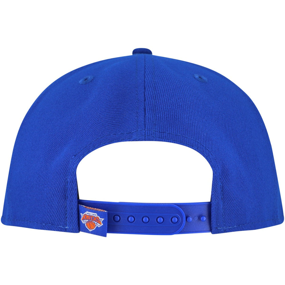 New Era New York Knicks Oversized Puff Print Logo Golfer Snapback Hat Blue