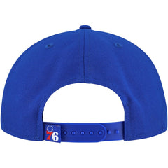 New Era Philadelphia 76ers Oversized Puff Print Logo Golfer Snapback Hat Royal
