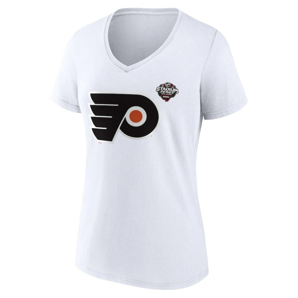Philadelphia Flyers Fanatics Women's 2024 NHL Stadium Series Logo V-Neck T-shirt - White | Fanatics Clearance
