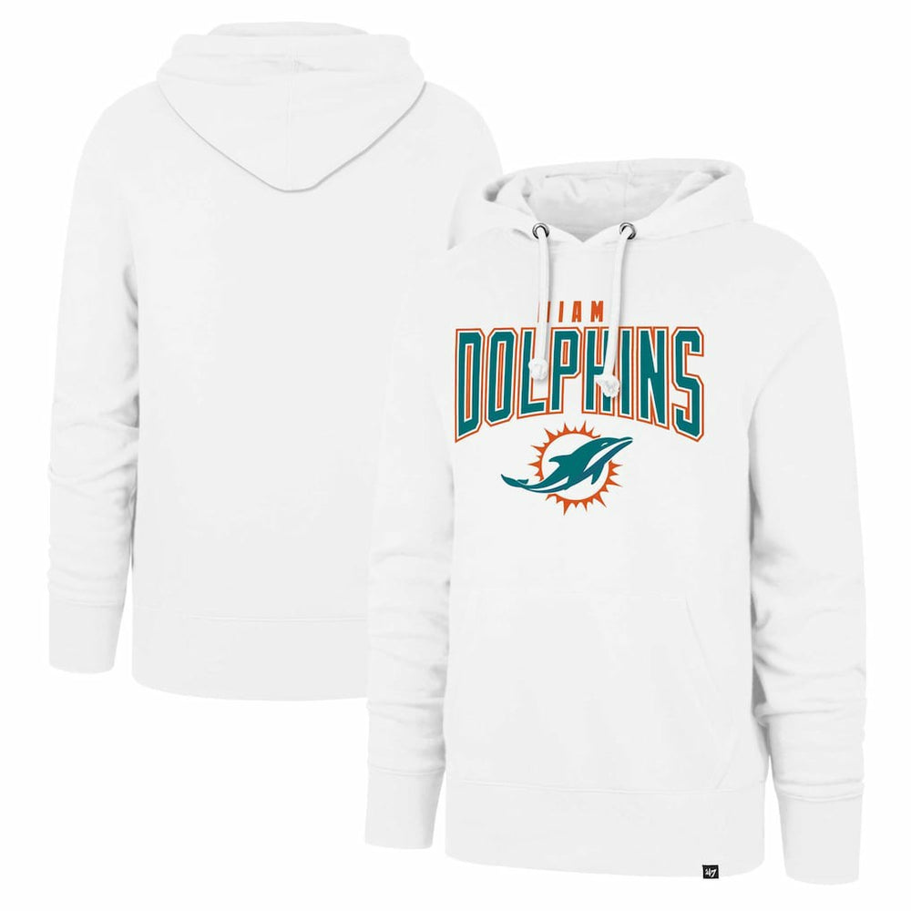 Miami Dolphins '47 Elements Arch Headline Pullover Hoodie - White - 47 brand