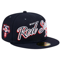 Boston Red Sox New Era Script Sided 59FIFTY Fitted Hat Sale