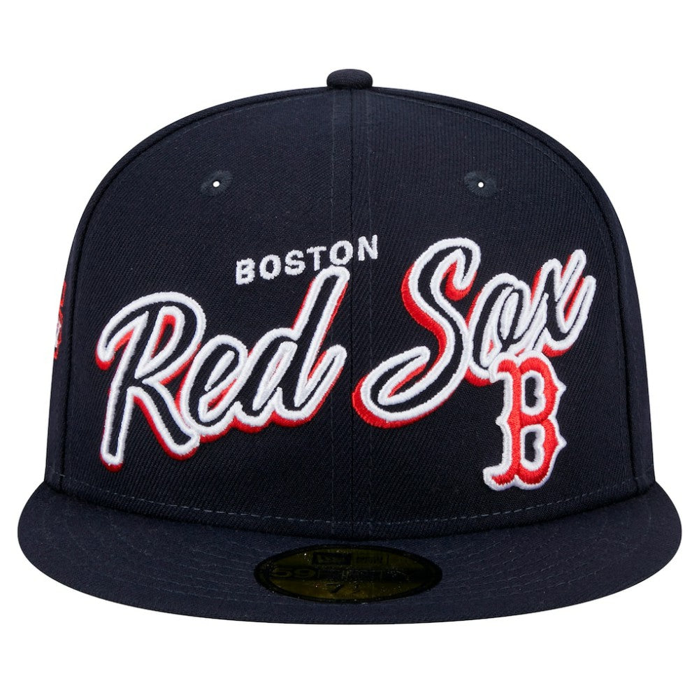 Boston Red Sox New Era Script Sided 59FIFTY Fitted Hat Sale