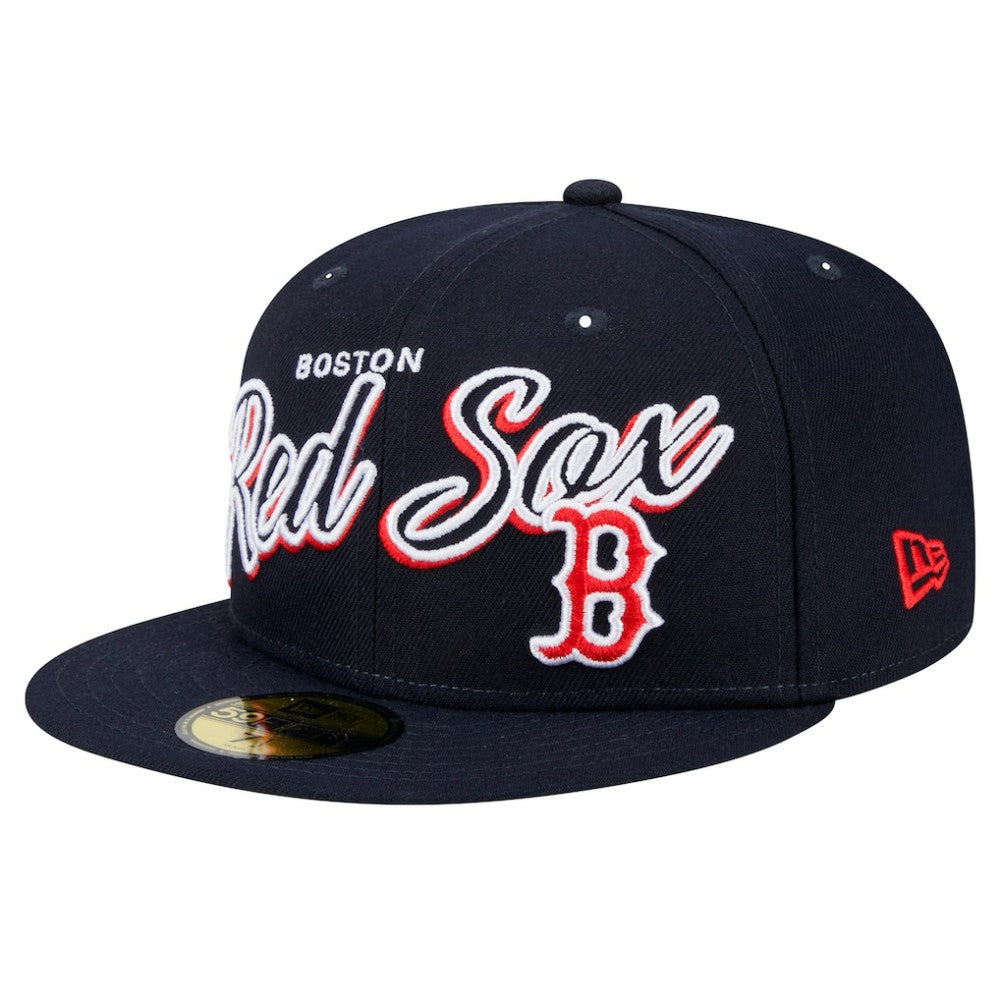 Boston Red Sox New Era Script Sided 59FIFTY Fitted Hat Sale